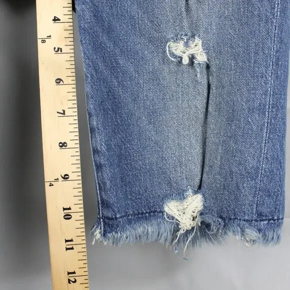 Frame Shorts Womens 24 Le Vintage Bermuda Heartbreaker Frayed Hem High Rise Blue - Picture 13 of 15